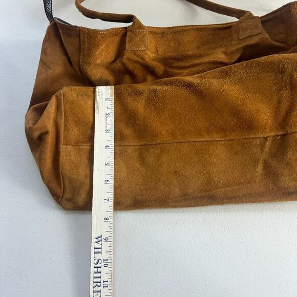 Genuine Leather Made in Italy Shoulder Bag Tote Brown Suede - Picture 14 of 14